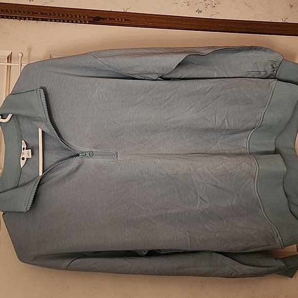 Three Dots Light Blue Quarter-Zip Pullover - Picture 2 of 9